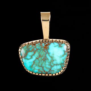 Charles Loloma, Gold and Turquoise Pendant