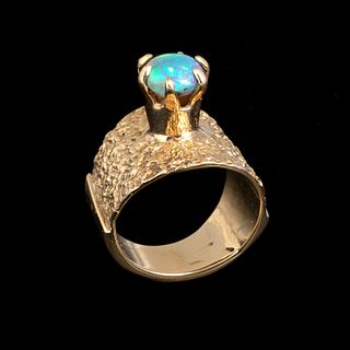 Charles Loloma, Tufa Cast Gold and Opal Ring