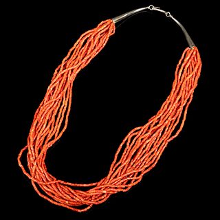 Charles Loloma, 15 Strand Coral Necklace