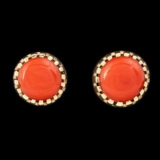 Charles Loloma, Pair of Gold and Coral Earrings