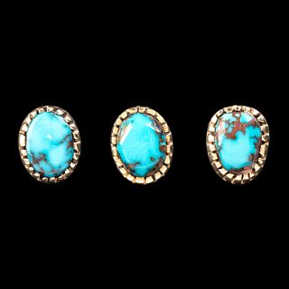 Charles Loloma, Group of Three Gold and Turquoise Earrings