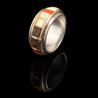 Charles Loloma, Silver and Stone Inlay Ring