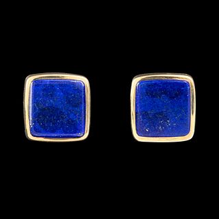 Charles Loloma, Pair of Gold and Lapis Earrings