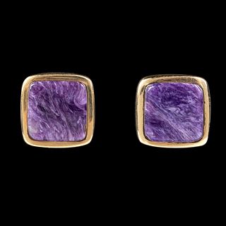 Charles Loloma, Pair of Gold and Sugilite Stud Earrings