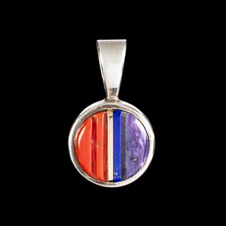 Charles Loloma, Silver and Stone Inlay Pendant
