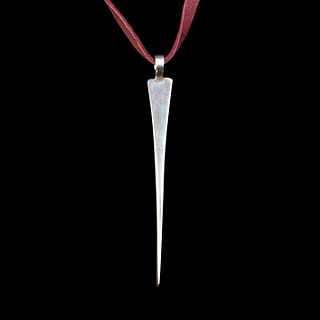 Charles Loloma, Silver Pendant on Leather Cord