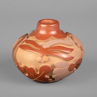 Autumn Borts-Medlock, Red and Tan Carved Vase, 2005