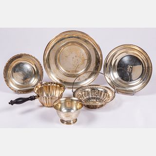 American Sterling Silver Bowls Plates and Ladle by Various Makers