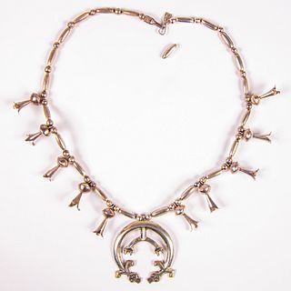 Navajo Silver Squash Blossom Necklace