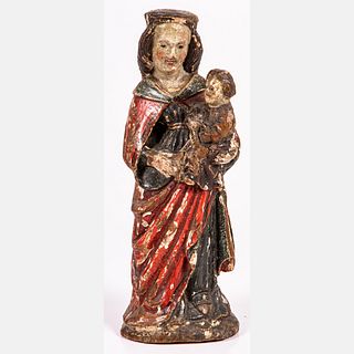 Spanish Colonial Carved and Polychrome Wooden Figure