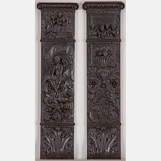 Two English Relief Carved Oak Panels