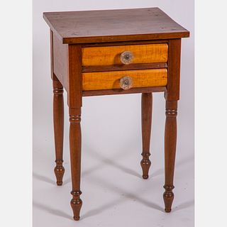 American Walnut and Cherry Two Drawer Side Table