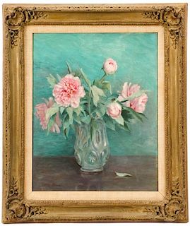 Ethel Paxson, Still Life with Pink Peonies, Oil