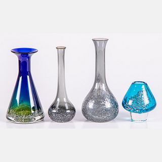 Four Colored Art Glass Florida Bubble Vases