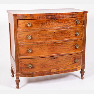 Federal Mahogany Veneer Bow Front Chest of Drawers