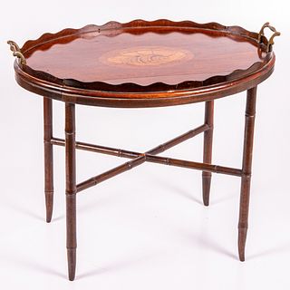 Georgian Style Mahogany Low Table with Fruit Wood Inlay