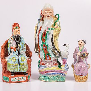 Three Chinese Porcelain Famille Rose Figures
