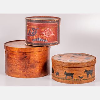 Three Shaker Style Wooden Boxes