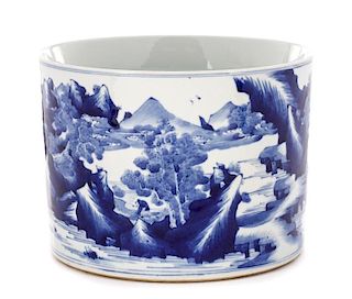 Chinese Kangxi Style Underglaze Blue Cache Pot