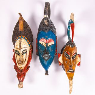 Three West African Guro Tribe Ceremonial Dance Masks