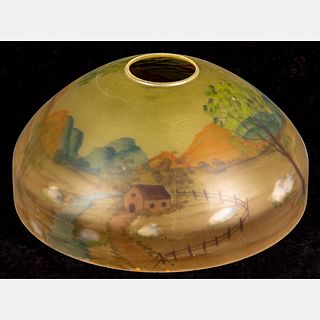 American Reverse Painted Glass Lamp Shade