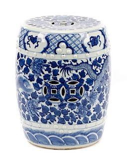 Chinese B/W Phoenix & Dragon Porcelain Garden Sea