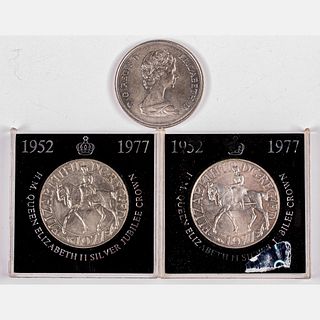 Three English Silver Commemorative Coins