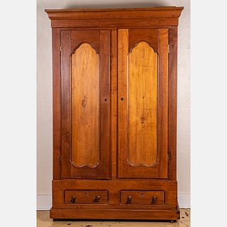 American Walnut and Pine Armoire with Drawers
