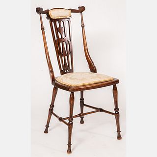 English Carved Walnut Arts and Crafts Style Side Chair