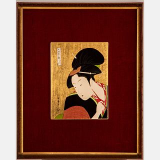 Japanese Gilt Lacquered Print Panel