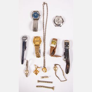 Nine Vintage Wrist and Pendant Watches