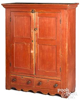 New England painted pine wall cupboard, 19th c.