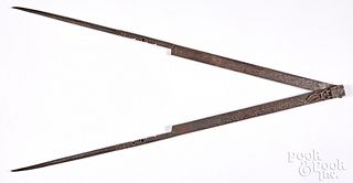 Pair of large whitesmithed iron dividers