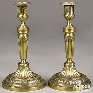 Pair of large French brass candlesticks, ca. 1800