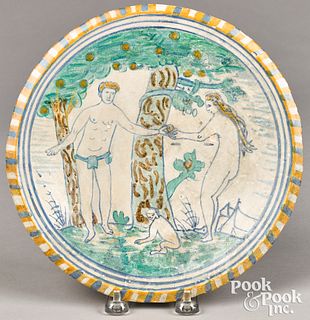 Dutch Delft Adam and Eve plate, late 17th c.