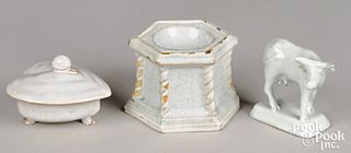 Three pieces of white Delft, 18th c.