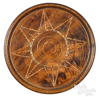 Star inlaid mahogany small tray, ca. 1800