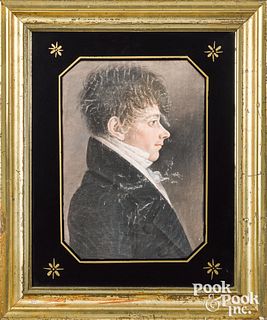 Pastel profile portrait of a young man, 19th c.