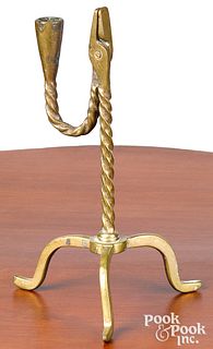 English brass rushlight holder, late 18th c.