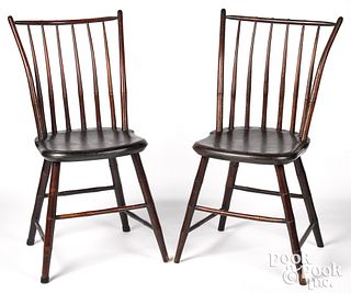 Pair of New England rodback Windsor side chairs