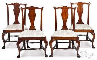 Set of four Queen Anne mahogany dining chairs