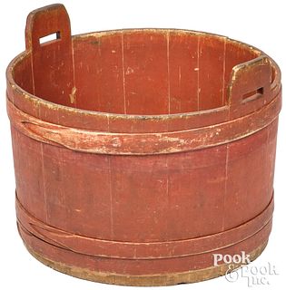 Large staved pine tub, 19th c.