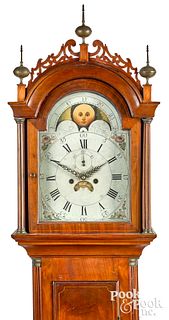 New England Federal mahogany tall case clock