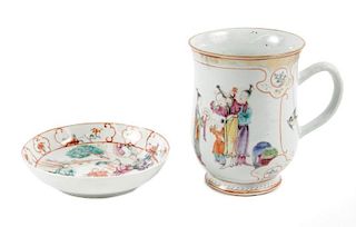 Group of 2 Chinese Export Porcelains - Mug & Dish