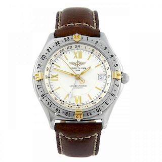 BREITLING - a gentleman's Windrider Antares World wrist watch. Stainless steel case with calibrated