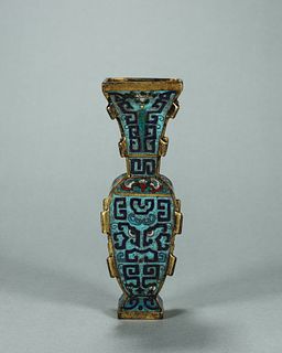A beast face patterned cloisonne vase