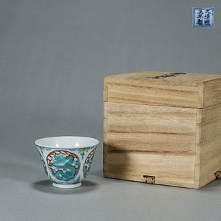 A doucai dragon porcelain cup