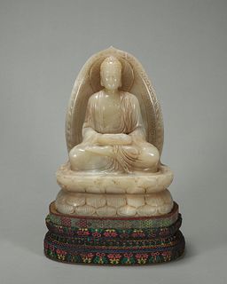 A Shoushan soapstone Sakyamuni statue