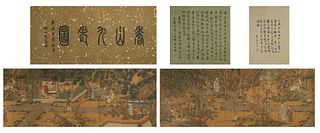 The Chinese landscape silk scroll painting, Tangyin mark