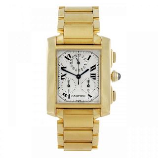 CARTIER - a Tank Francaise Chronoflex bracelet watch. 18ct yellow gold case. Reference 1830, serial